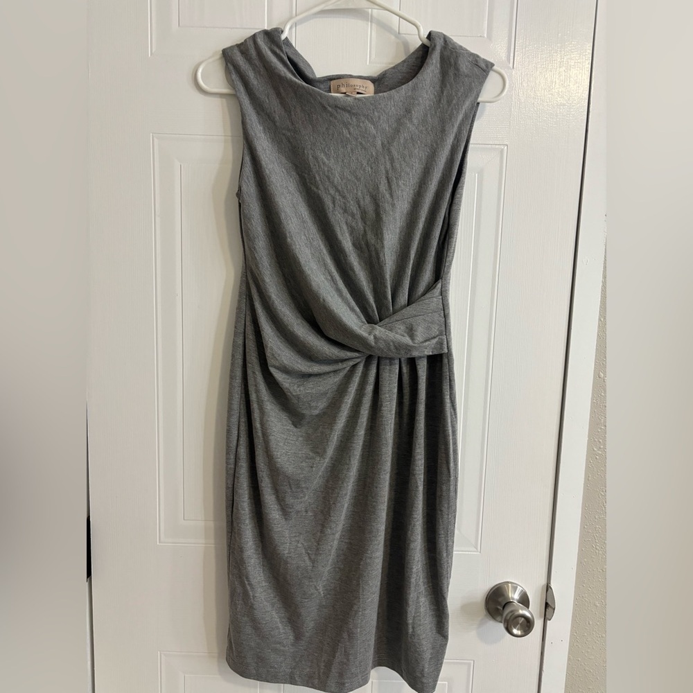 Philosophy Gray Draped Mini Dress